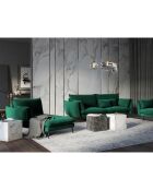 Méridienne Gauche en velours Elio vert bouteille - 170x107x97 cm