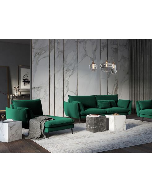 Méridienne Gauche en velours Elio vert bouteille - 170x107x97 cm