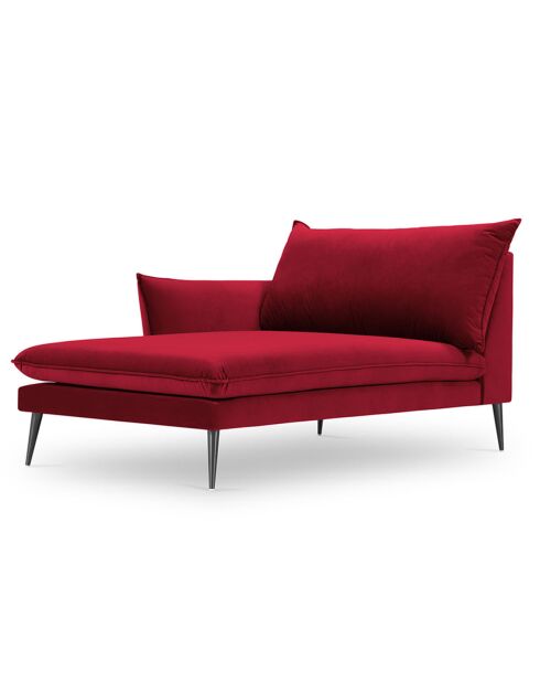 Méridienne Gauche en velours Elio rouge - 170x107x97 cm