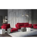 Méridienne Gauche en velours Elio rouge - 170x107x97 cm