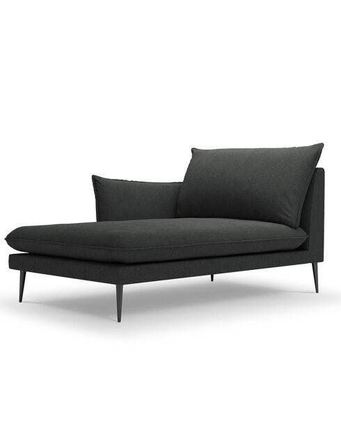 Méridienne Gauche tissu Elio gris foncé - 170x107x97 cm