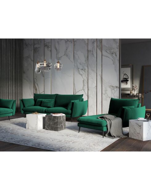 Méridienne Droite en velours Elio vert bouteille - 170x107x97 cm