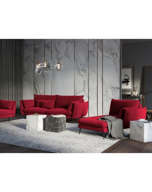 Méridienne Droite en velours Elio rouge - 170x107x97 cm