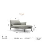 Méridienne Droite tissu Elio gris foncé - 170x107x97 cm