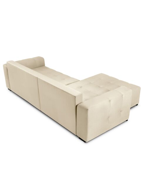 Canapé D'Angle Reversible Avec Coffre, Convertible velours Luca 4 Places beige - 293x168x88 cm