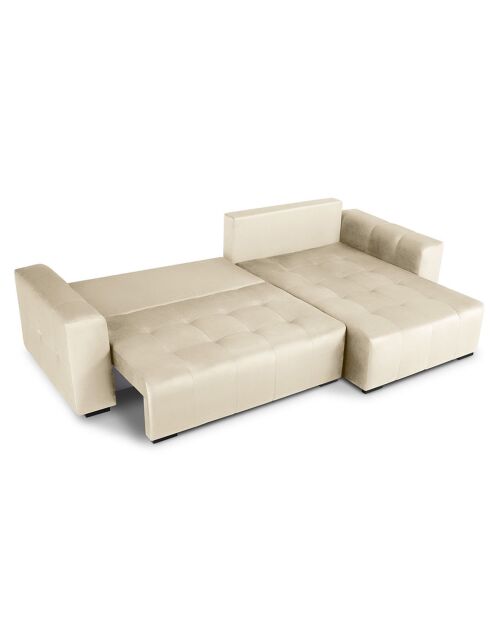 Canapé D'Angle Reversible Avec Coffre, Convertible velours Luca 4 Places beige - 293x168x88 cm