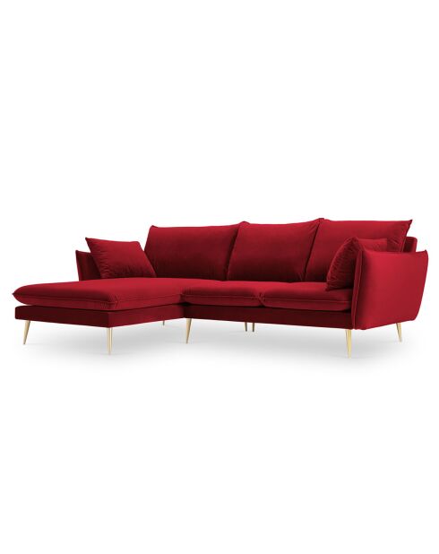 Canapé D'Angle Gauche Velours Elio 5 Places rouge - 251x170x97 cm