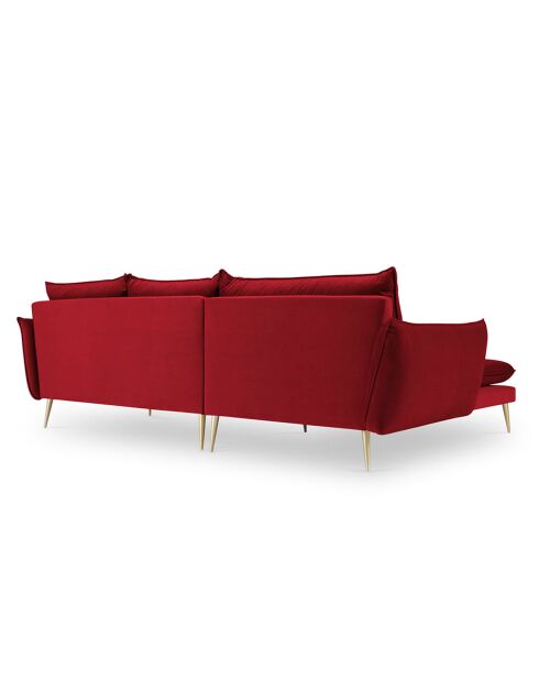 Canapé D'Angle Gauche Velours Elio 5 Places rouge - 251x170x97 cm