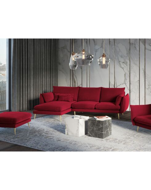 Canapé D'Angle Gauche Velours Elio 5 Places rouge - 251x170x97 cm