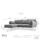 Elio Velvet Linkerhoekbank 5-zits rood - 251x170x97 cm