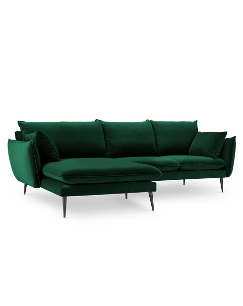 Canapé D'Angle Gauche Velours Elio 5 Places vert bouteille - 251x170x97 cm