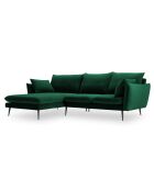 Canapé D'Angle Gauche Velours Elio 5 Places vert bouteille - 251x170x97 cm