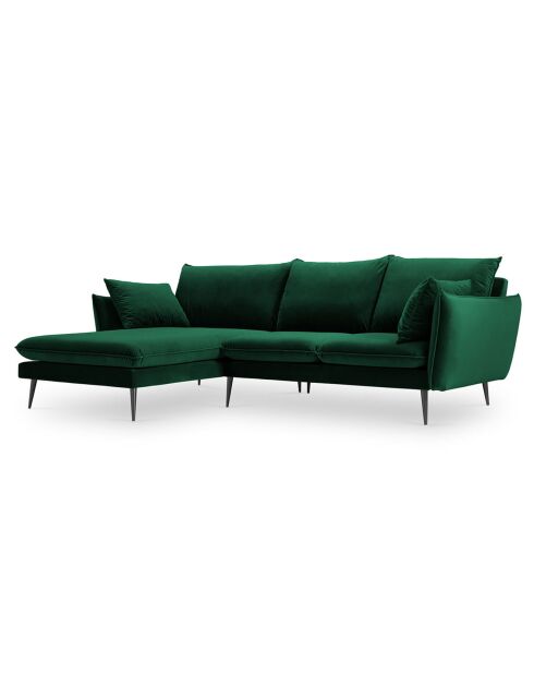 Canapé D'Angle Gauche Velours Elio 5 Places vert bouteille - 251x170x97 cm