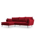 Canapé D'Angle Gauche Velours Elio 5 Places rouge - 251x170x97 cm