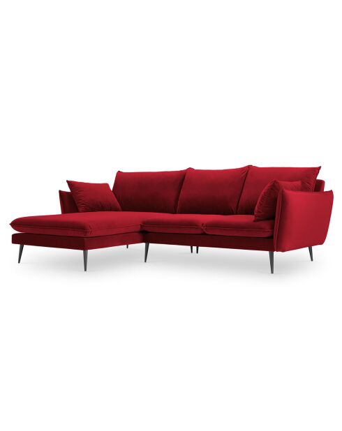 Canapé D'Angle Gauche Velours Elio 5 Places rouge - 251x170x97 cm