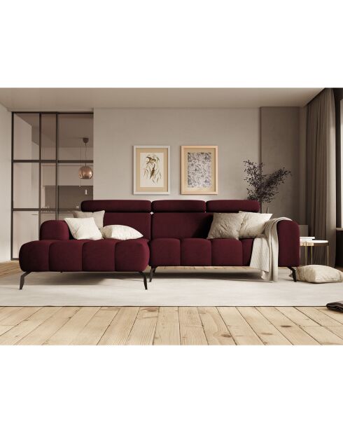 Canapé D'Angle Gauche Velours Nico 4 Places rouge - 253x164x100 cm
