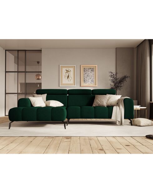 Canapé D'Angle Gauche Velours Nico 4 Places vert - 253x164x100 cm