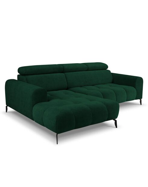 Canapé D'Angle Gauche Velours Nico 4 Places vert - 253x164x100 cm