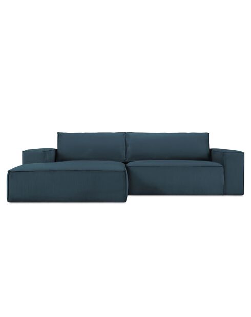 Canapé D'Angle Gauche velours côtelé Carlo 3 Places bleu foncé - 229x166x90 cm