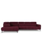 Canapé D'Angle Gauche Velours Nico 5 Places rouge - 322x195x100 cm