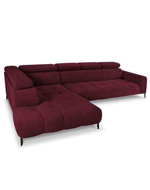 Canapé D'Angle Gauche Velours Nico 5 Places rouge - 322x195x100 cm