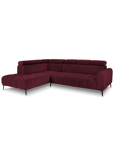Canapé D'Angle Gauche Velours Nico 5 Places rouge - 322x195x100 cm