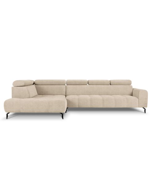 Canapé D'Angle Gauche Velours Nico 5 Places beige - 322x195x100 cm
