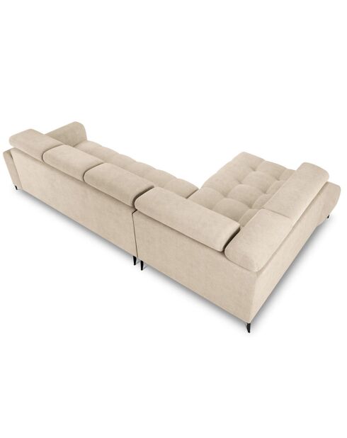 Canapé D'Angle Gauche Velours Nico 5 Places beige - 322x195x100 cm