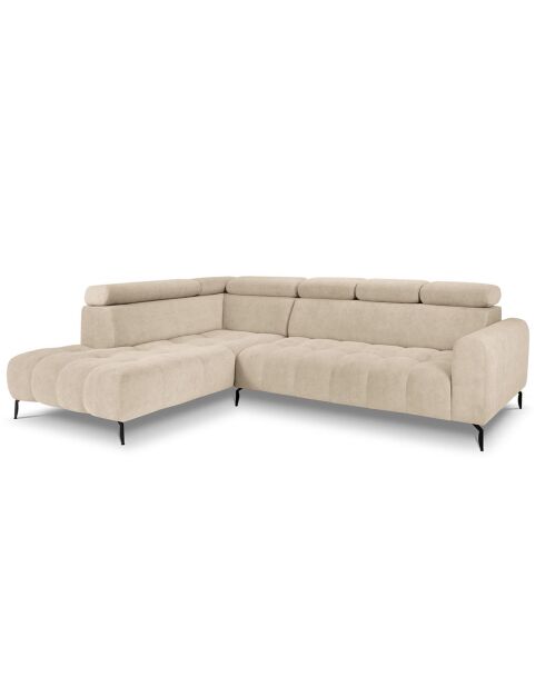 Canapé D'Angle Gauche Velours Nico 5 Places beige - 322x195x100 cm