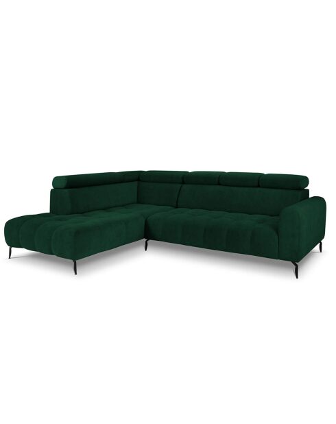 Canapé D'Angle Gauche Velours Nico 5 Places vert - 322x195x100 cm