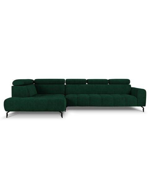 Canapé D'Angle Gauche Velours Nico 5 Places vert - 322x195x100 cm