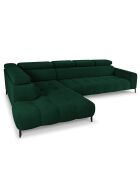 Canapé D'Angle Gauche Velours Nico 5 Places vert - 322x195x100 cm