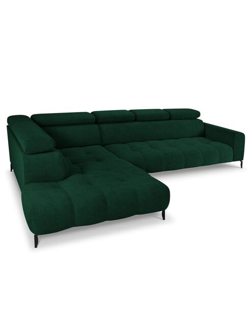 Canapé D'Angle Gauche Velours Nico 5 Places vert - 322x195x100 cm