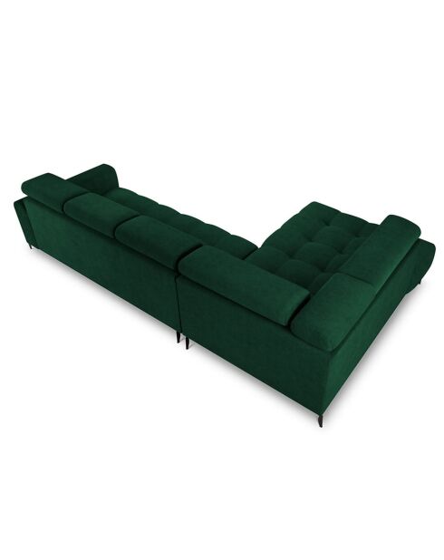 Canapé D'Angle Gauche Velours Nico 5 Places vert - 322x195x100 cm