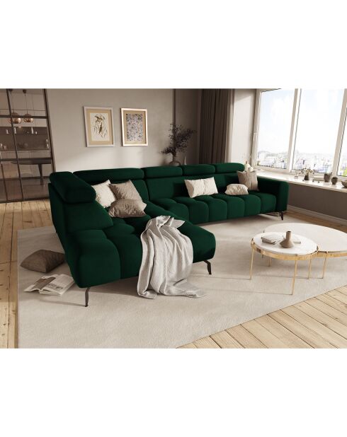 Canapé D'Angle Gauche Velours Nico 5 Places vert - 322x195x100 cm