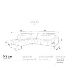 Canapé D'Angle Gauche Velours Nico 5 Places beige - 322x195x100 cm