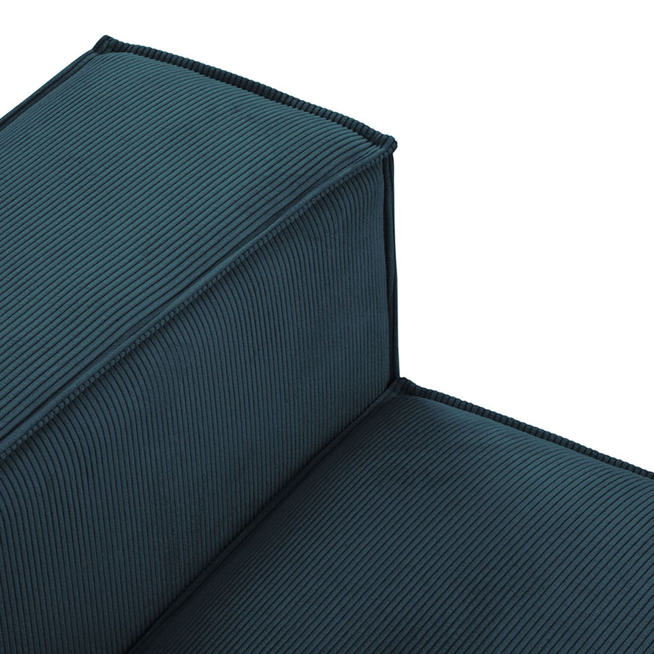 Canapé D'Angle Gauche velours côtelé Carlo 5 Places bleu foncé - 341x166x90 cm
