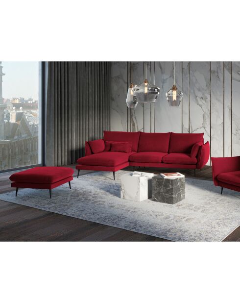 Pouf Velours Elio rouge - 100x80x45 cm