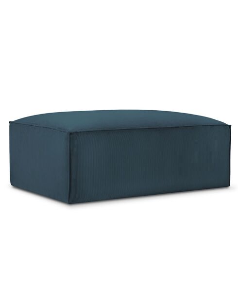 Pouf velours côtelé Carlo bleu foncé - 100x70x42 cm