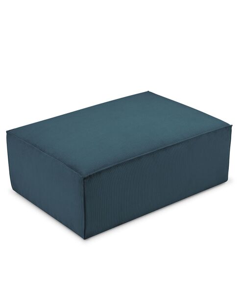 Pouf velours côtelé Carlo bleu foncé - 100x70x42 cm