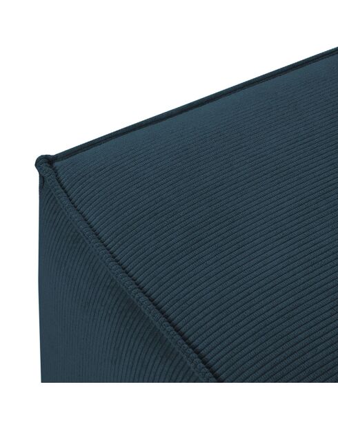 Pouf velours côtelé Carlo bleu foncé - 100x70x42 cm