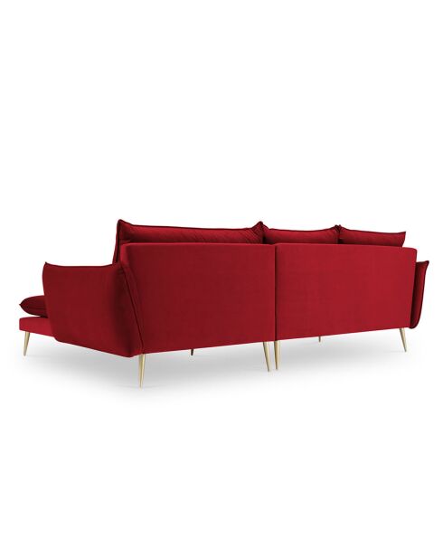 Sofá Elio de esquina derecha de terciopelo rojo de 5 plazas, 251 x 170 x 97 cm