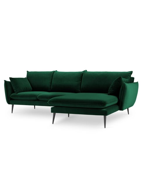 Canapé D'Angle Droit Velours Elio 5 Places vert bouteille - 251x170x97 cm