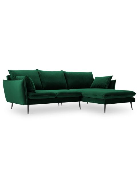 Canapé D'Angle Droit Velours Elio 5 Places vert bouteille - 251x170x97 cm