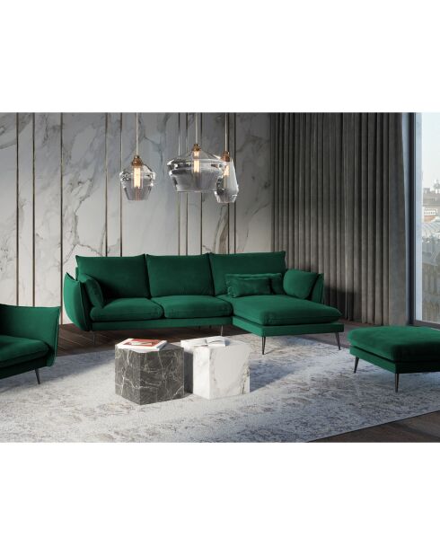 Canapé D'Angle Droit Velours Elio 5 Places vert bouteille - 251x170x97 cm