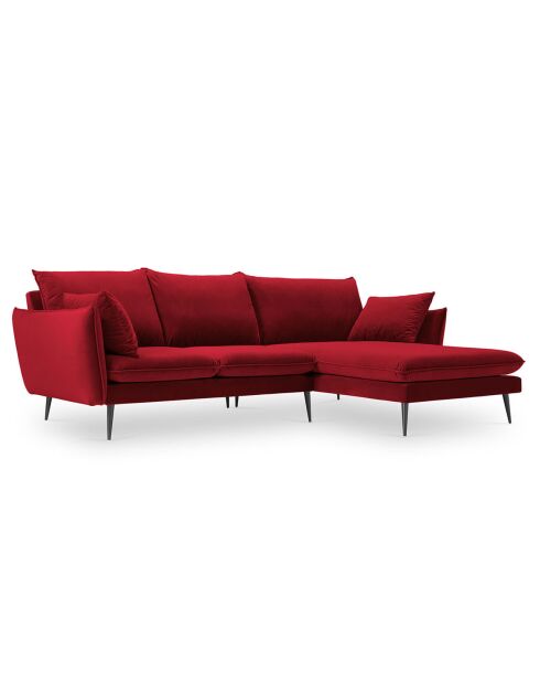 Canapé D'Angle Droit Velours Elio 5 Places rouge - 251x170x97 cm