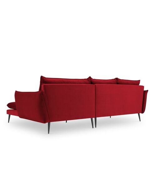 Canapé D'Angle Droit Velours Elio 5 Places rouge - 251x170x97 cm