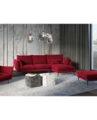 Canapé D'Angle Droit Velours Elio 5 Places rouge - 251x170x97 cm