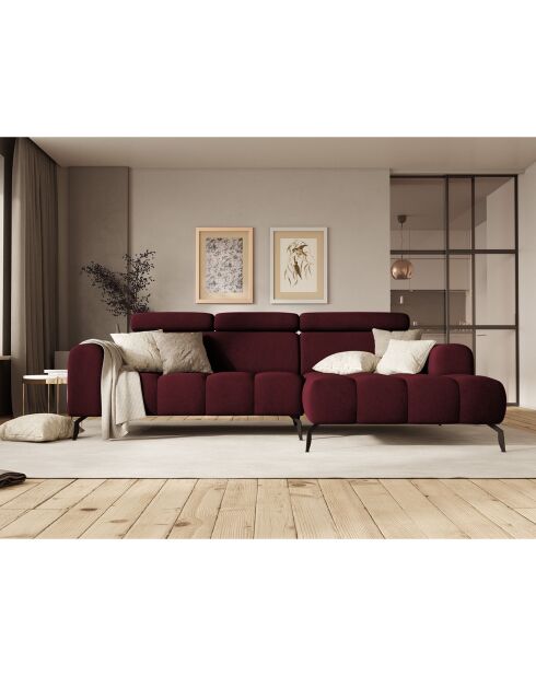 Canapé D'Angle Droit Velours Nico 4 Places rouge - 253x164x100 cm