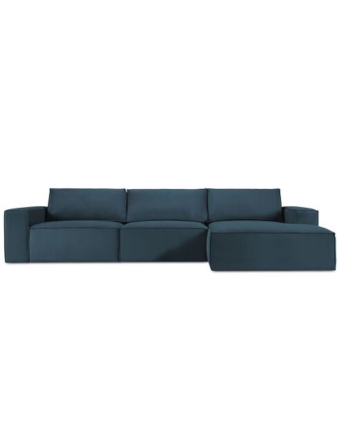 Canapé D'Angle Droit velours côtelé Carlo 4 Places bleu foncé - 289x166x90 cm